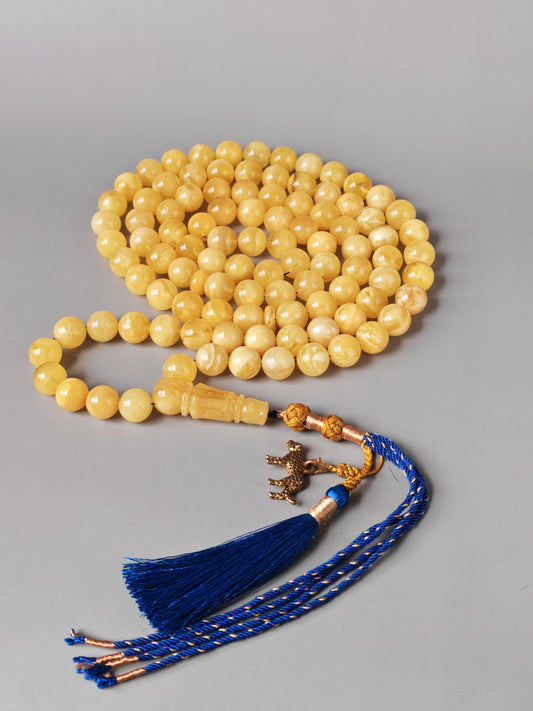 Butterscotch Honey Amber Misbah 99 Beads – 11mm Round Beads, Ultra Long