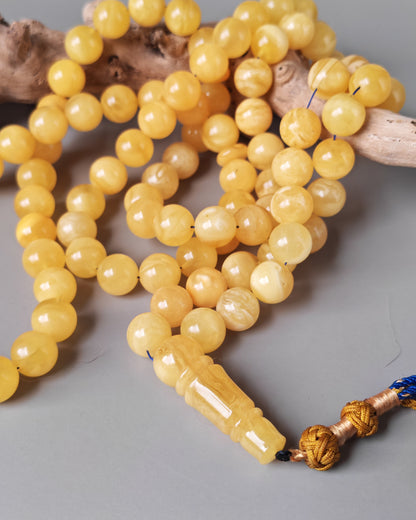Butterscotch Honey Amber Misbah 99 Beads – 11mm Round Beads, Ultra Long