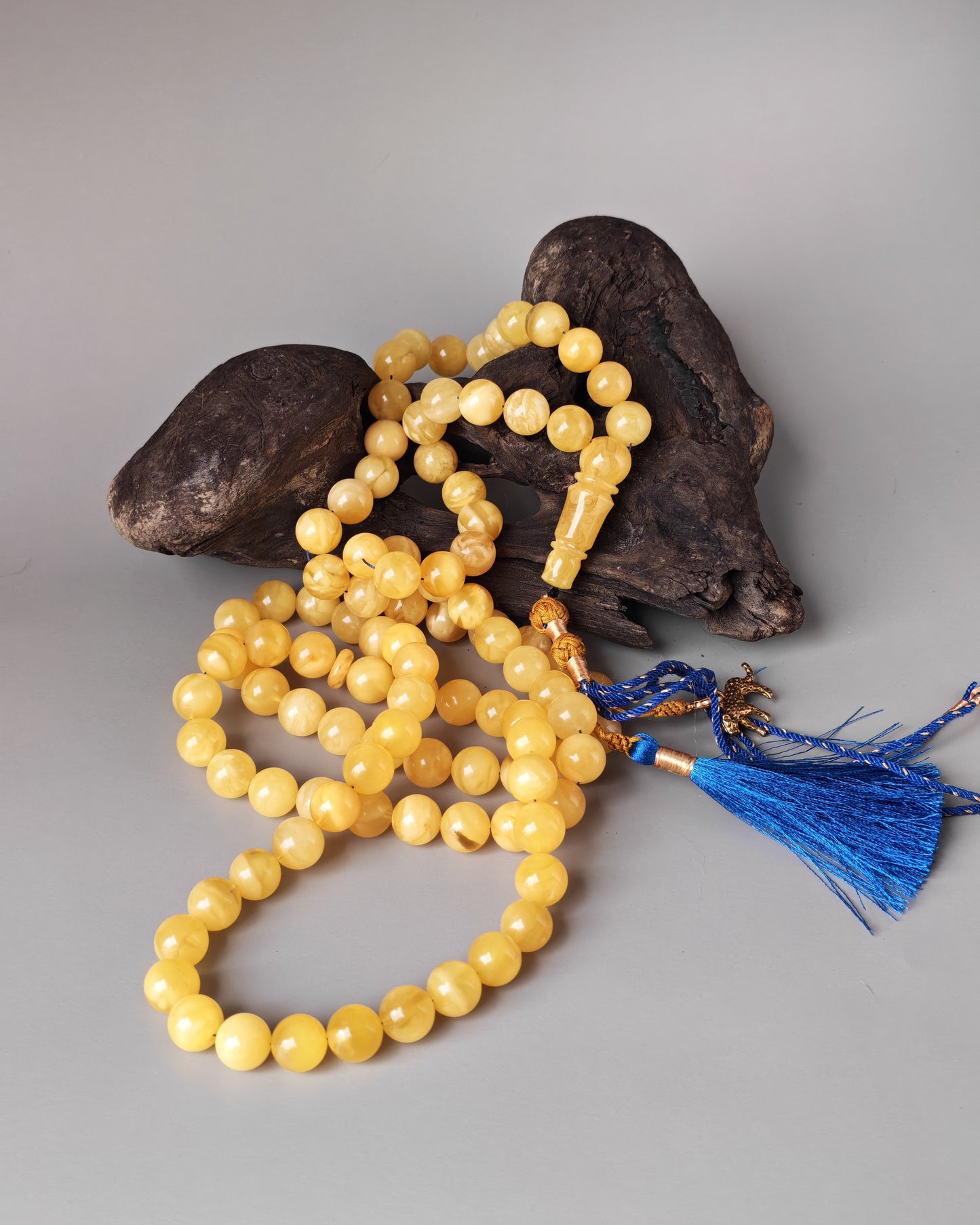 Butterscotch Honey Amber Misbah 99 Beads – 11mm Round Beads, Ultra Long