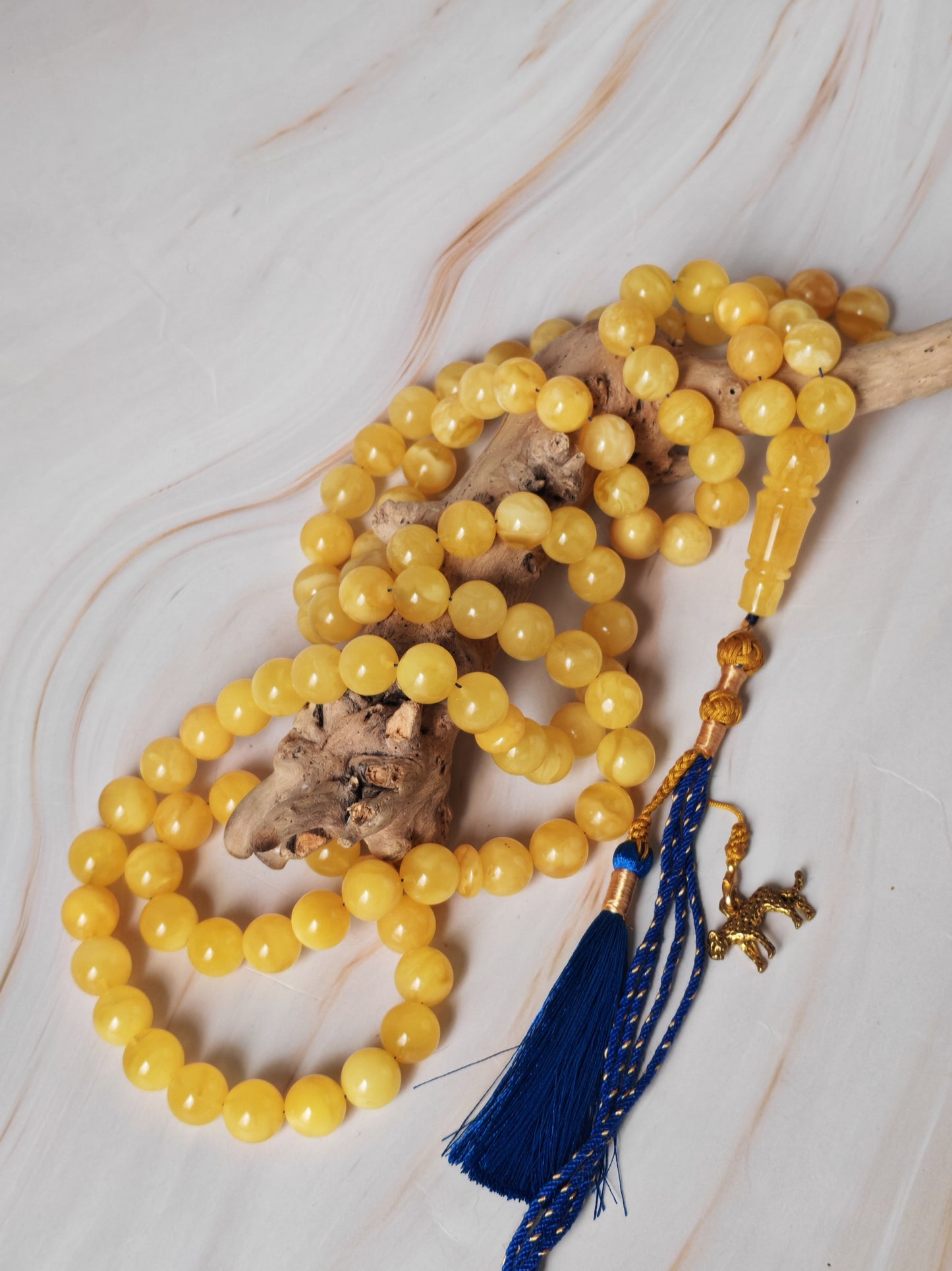 Butterscotch Honey Amber Misbah 99 Beads – 11mm Round Beads, Ultra Long