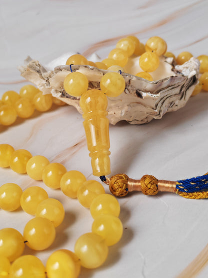 Butterscotch Honey Amber Misbah 99 Beads – 11mm Round Beads, Ultra Long