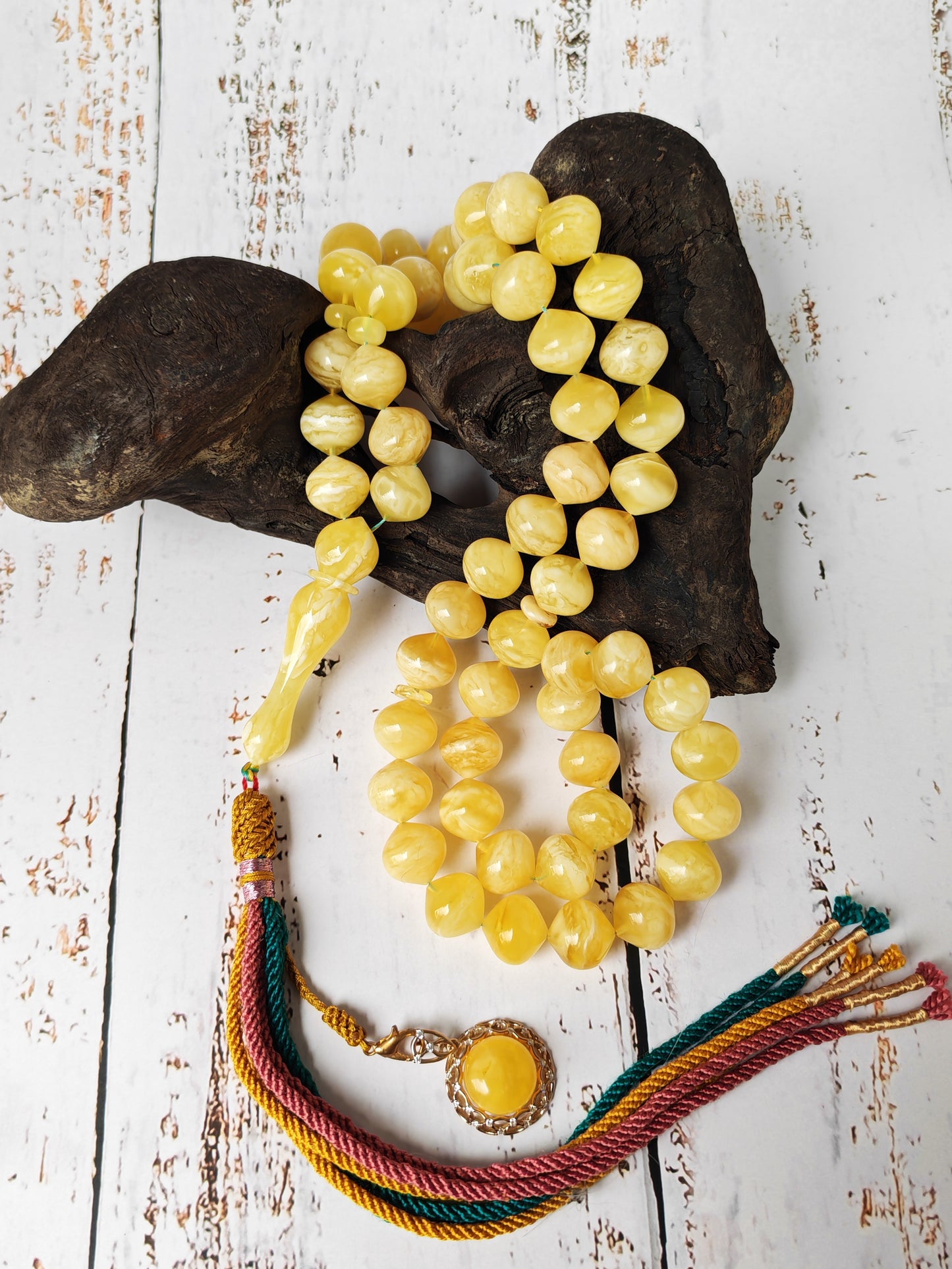 Rare Istanbul-Shape Amber Tasbih 64 Beads – Half Half & Tiger Beads Pattern, Tiger Imam, Premium Collector Grade - 79 g Statement Piece