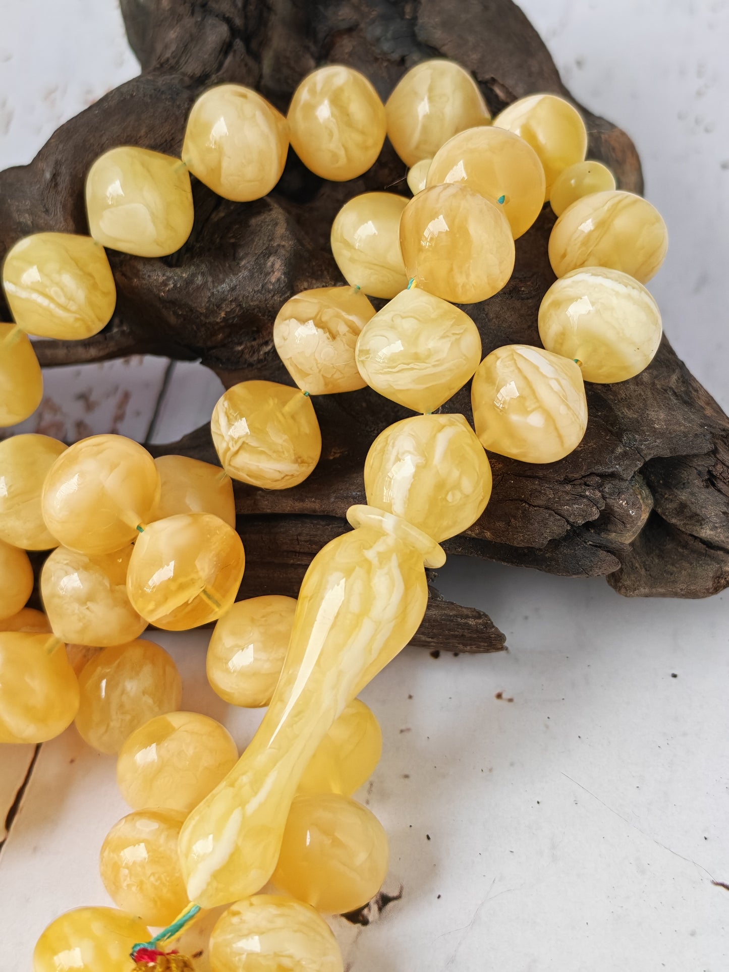 Rare Istanbul-Shape Amber Tasbih 64 Beads – Half Half & Tiger Beads Pattern, Tiger Imam, Premium Collector Grade - 79 g Statement Piece