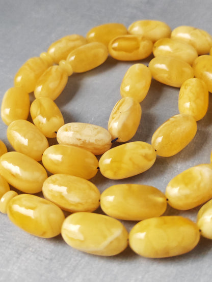 Premium Amber Tasbih 47 Beads – Long Capsule Shape, Triple Super Quality, 59.3g