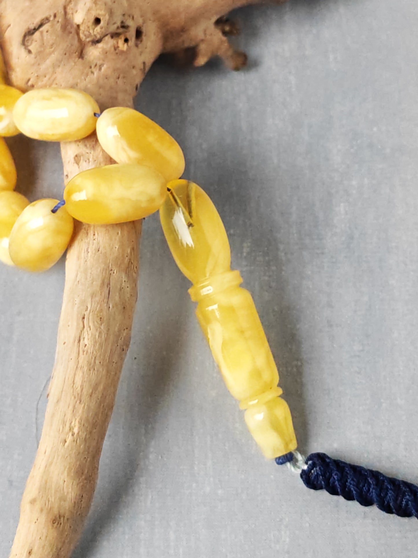 Premium Amber Tasbih 47 Beads – Long Capsule Shape, Triple Super Quality, 59.3g