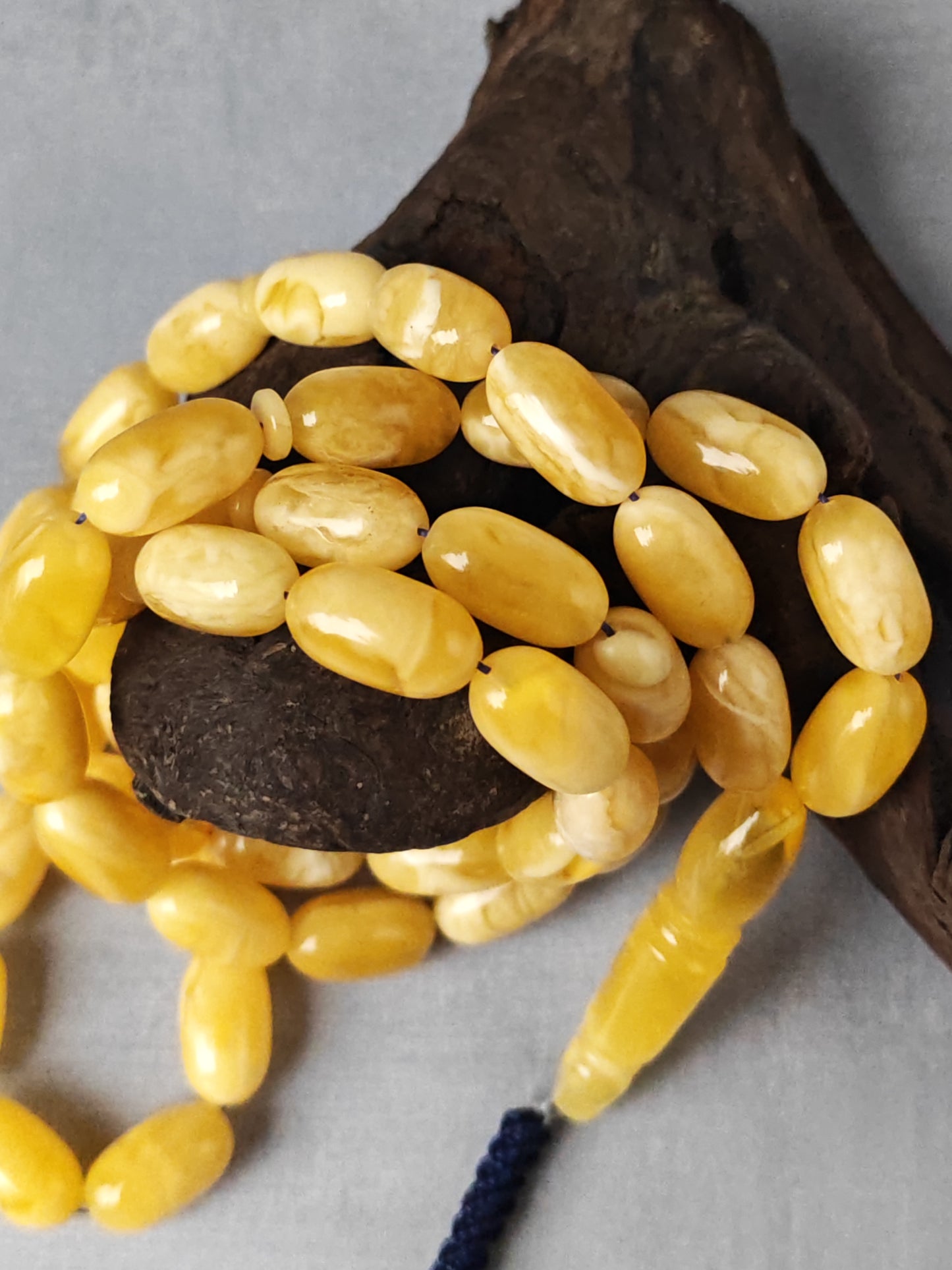 Premium Amber Tasbih 47 Beads – Long Capsule Shape, Triple Super Quality, 59.3g