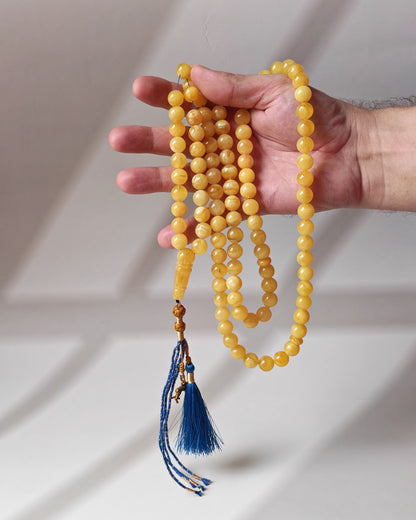 Butterscotch Honey Amber Misbah 99 Beads – 11mm Round Beads, Ultra Long
