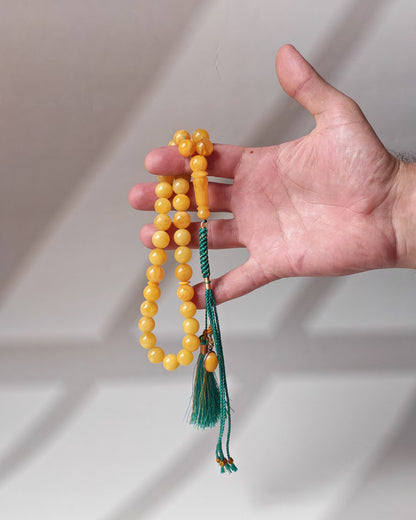 Compact Aged Amber Tasbih 33 Beads – 11.5–12mm Round, Pocket Size Daily Use