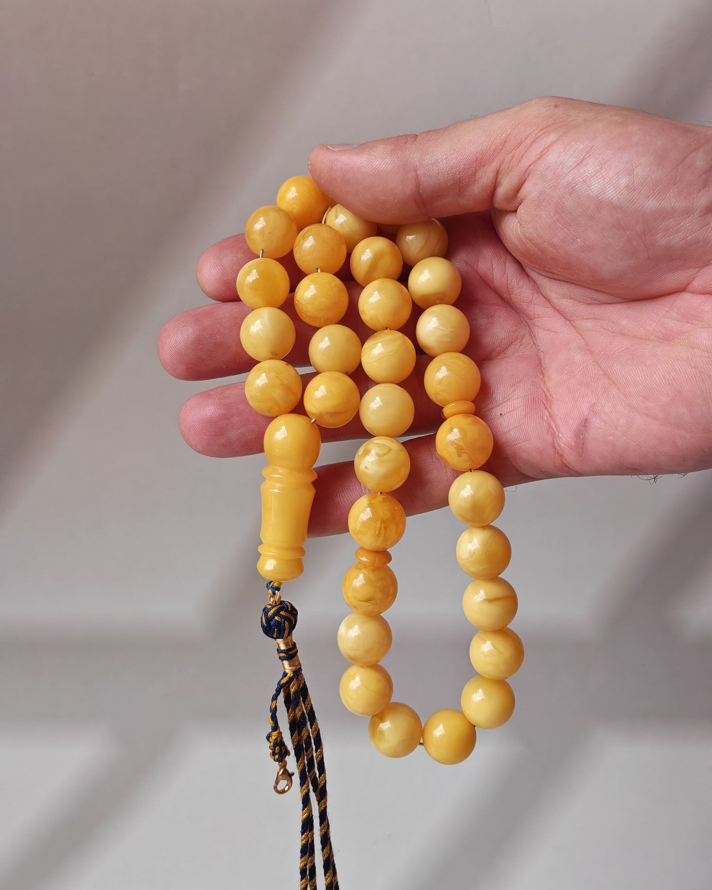 Premium Amber Tasbih 33 Beads – Butterscotch | Milky & Aged Tones, Large 13.5mm Beads|  53 g