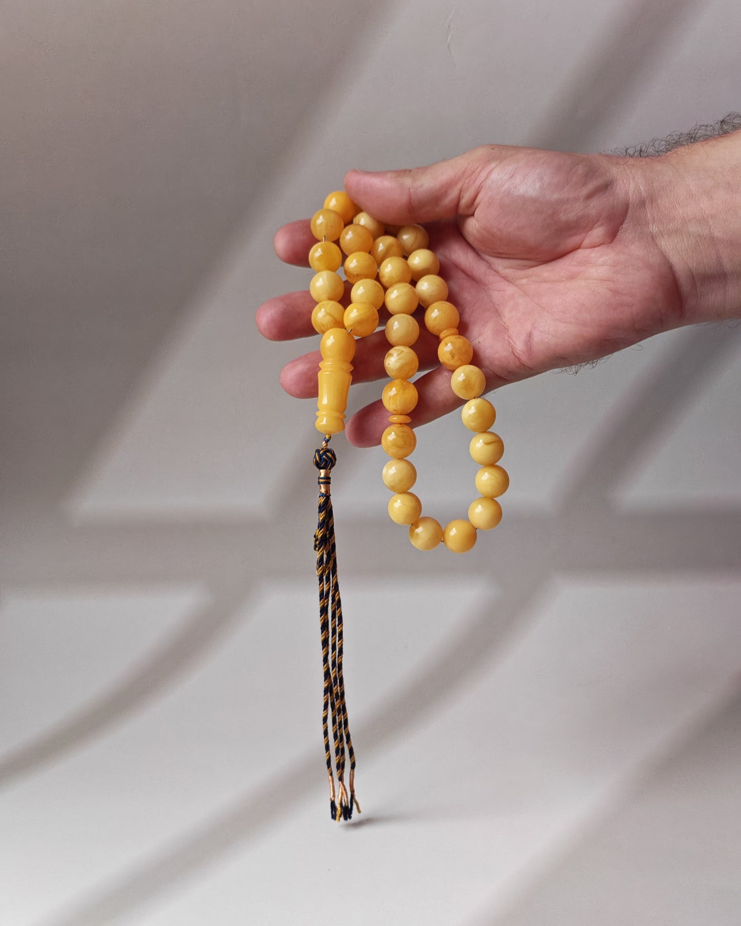 Premium Amber Tasbih 33 Beads – Butterscotch | Milky & Aged Tones, Large 13.5mm Beads|  53 g