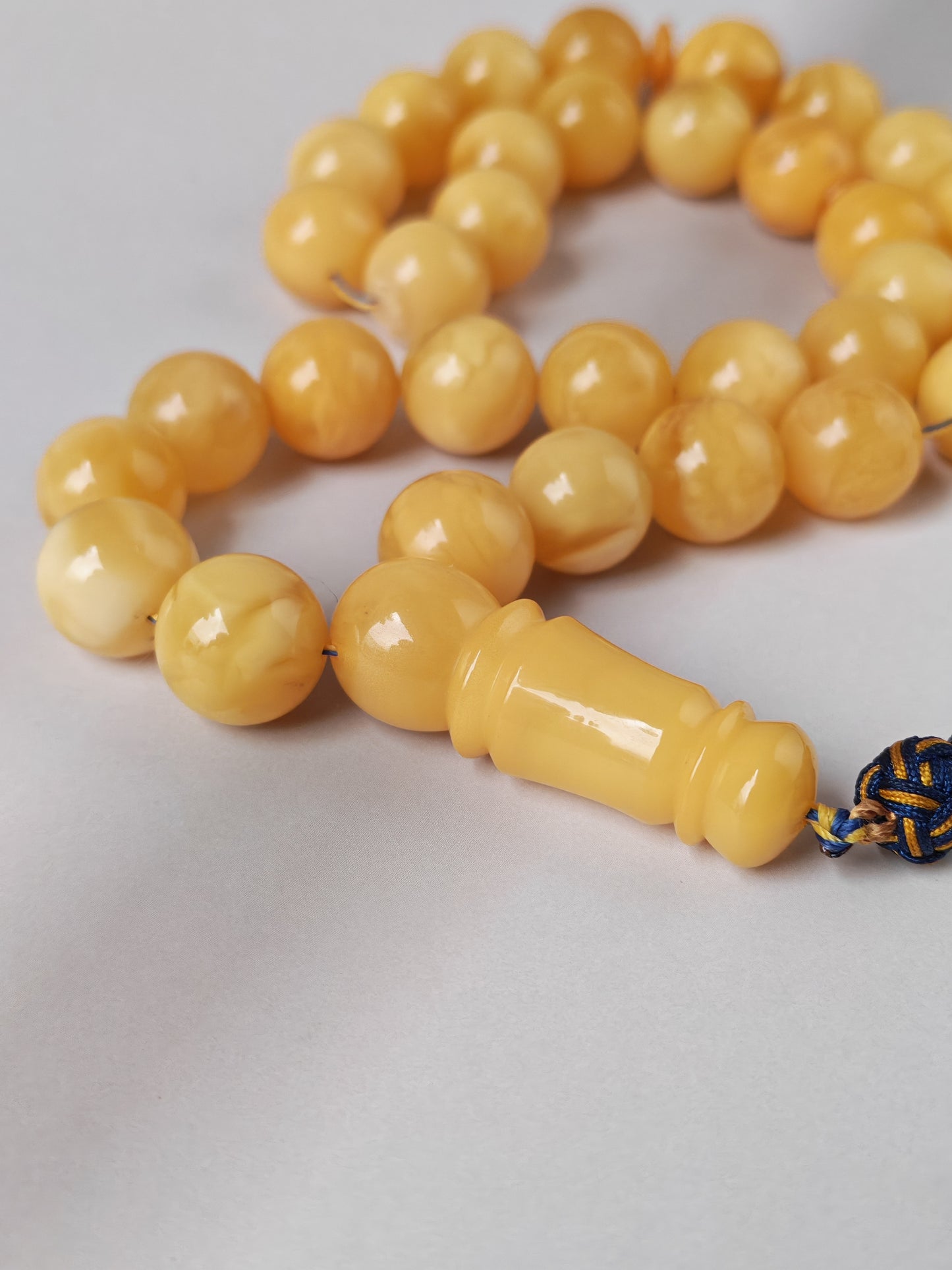 Premium Amber Tasbih 33 Beads – Butterscotch | Milky & Aged Tones, Large 13.5mm Beads|  53 g