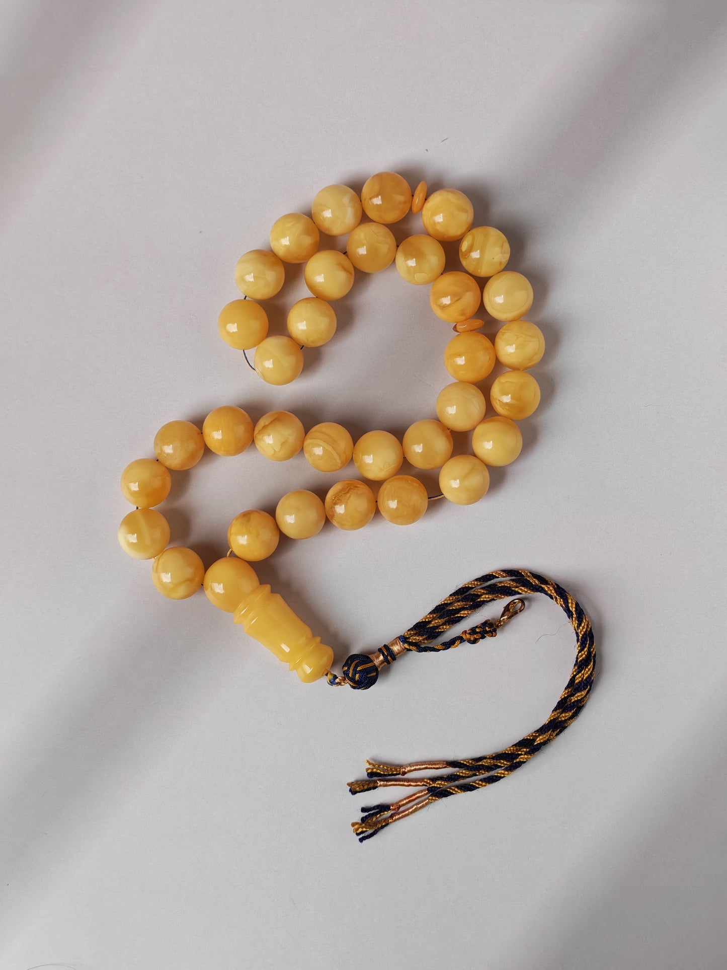 Premium Amber Tasbih 33 Beads – Butterscotch | Milky & Aged Tones, Large 13.5mm Beads|  53 g