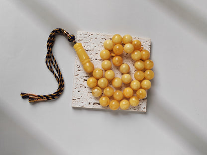 Premium Amber Tasbih 33 Beads – Butterscotch | Milky & Aged Tones, Large 13.5mm Beads|  53 g