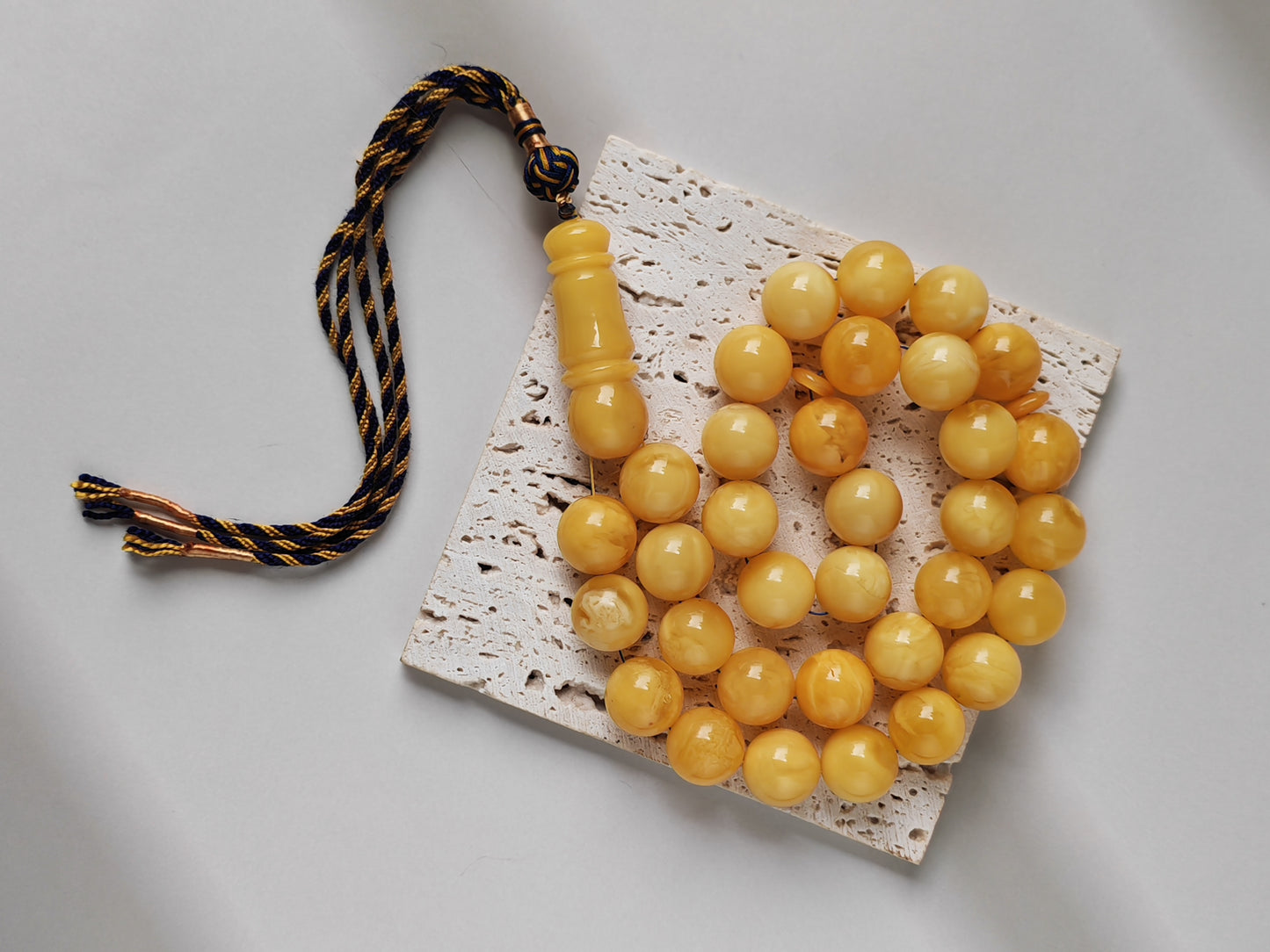 Premium Amber Tasbih 33 Beads – Butterscotch | Milky & Aged Tones, Large 13.5mm Beads|  53 g