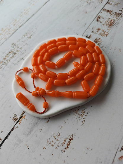 Rare Carrot with White Veins German Bakelite Misbah | 45 Beads | Mosul Craft