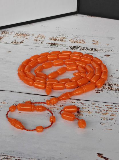 Rare Carrot with White Veins German Bakelite Misbah | 45 Beads | Mosul Craft