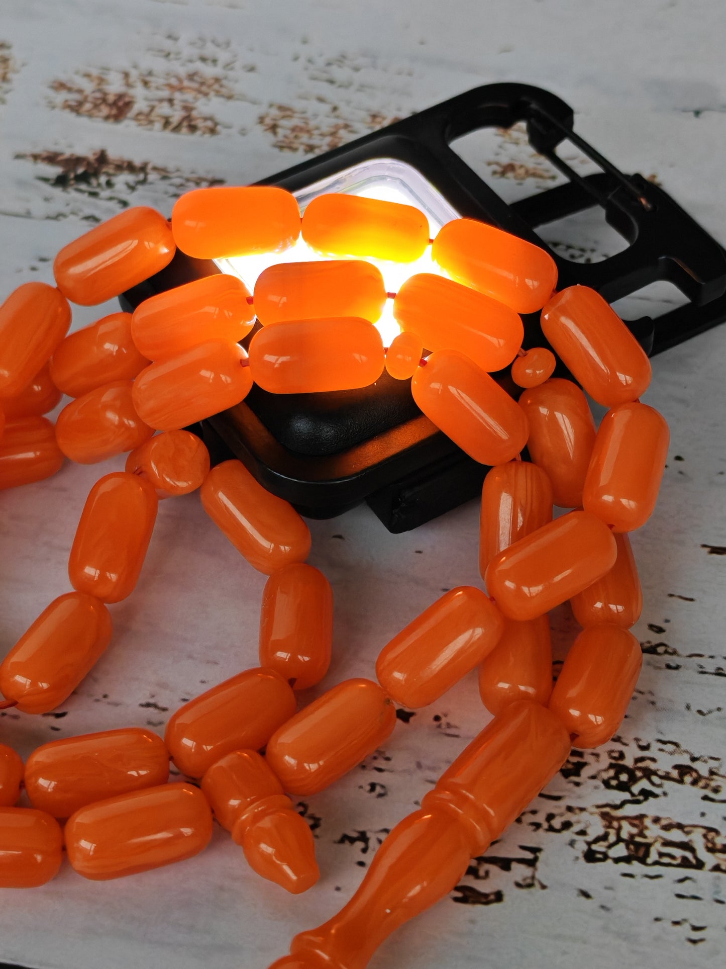 Rare Carrot with White Veins German Bakelite Misbah | 45 Beads | Mosul Craft