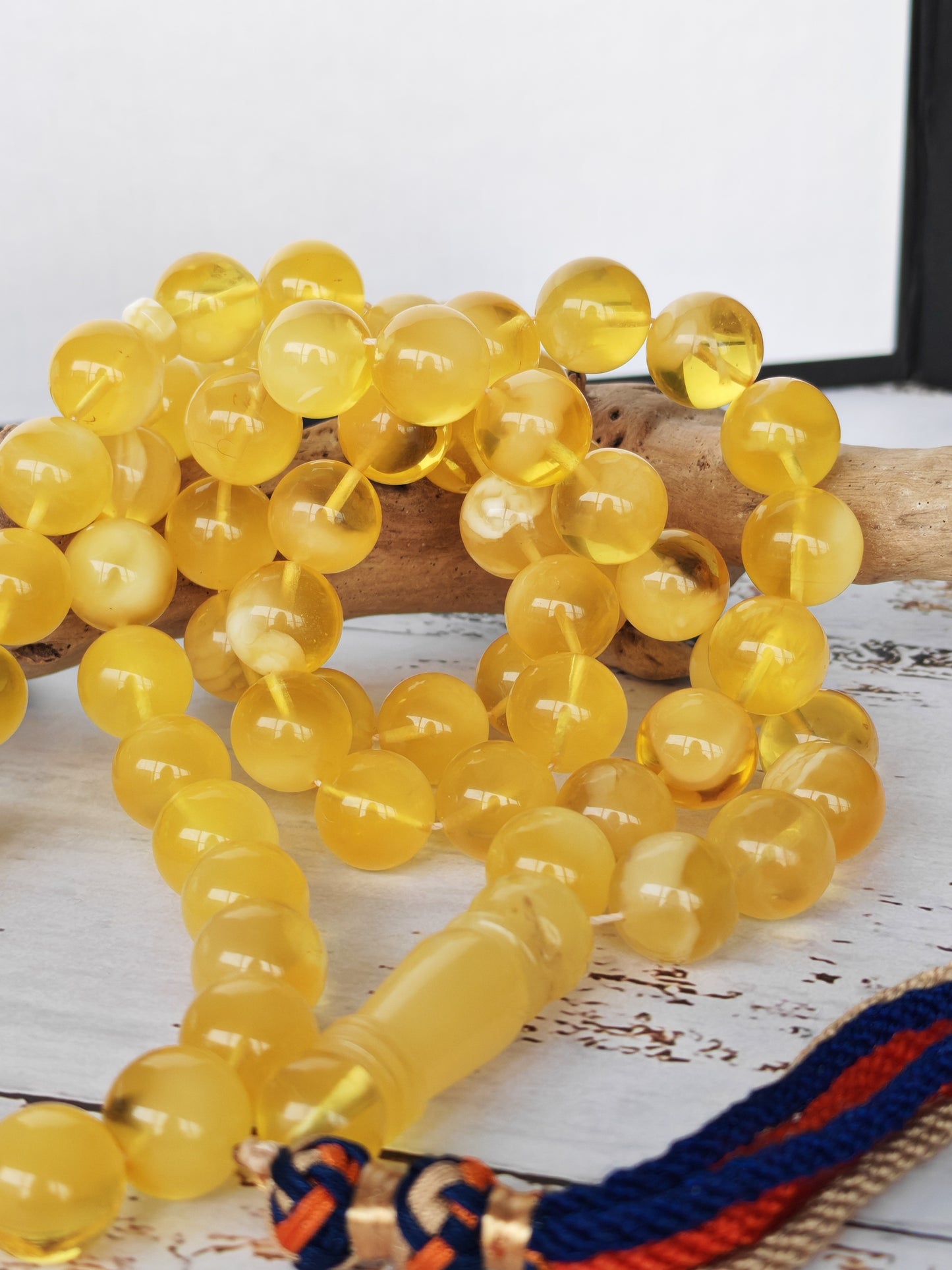 Cloudy Half-Half Baltic Amber Tasbih | 66 Round Beads | 12.5mm