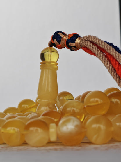 Cloudy Half-Half Baltic Amber Tasbih | 66 Round Beads | 12.5mm