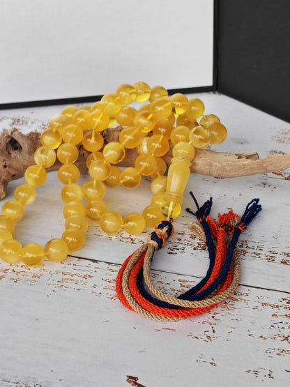 Cloudy Half-Half Baltic Amber Tasbih | 66 Round Beads | 12.5mm
