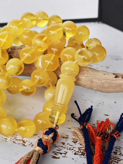 Cloudy Half-Half Baltic Amber Tasbih | 66 Round Beads | 12.5mm
