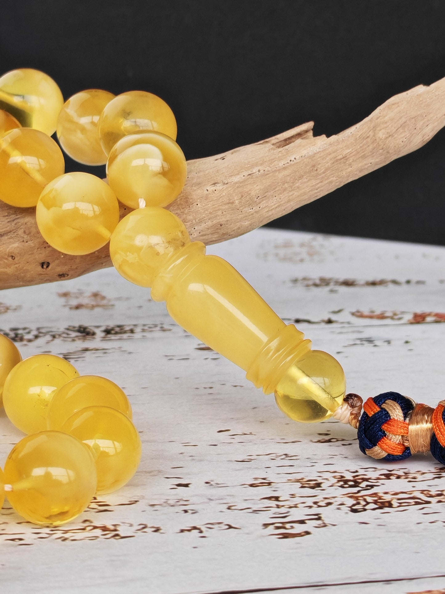 Cloudy Half-Half Baltic Amber Tasbih | 66 Round Beads | 12.5mm