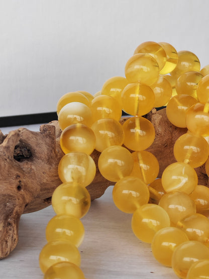 Cloudy Half-Half Baltic Amber Tasbih | 66 Round Beads | 12.5mm