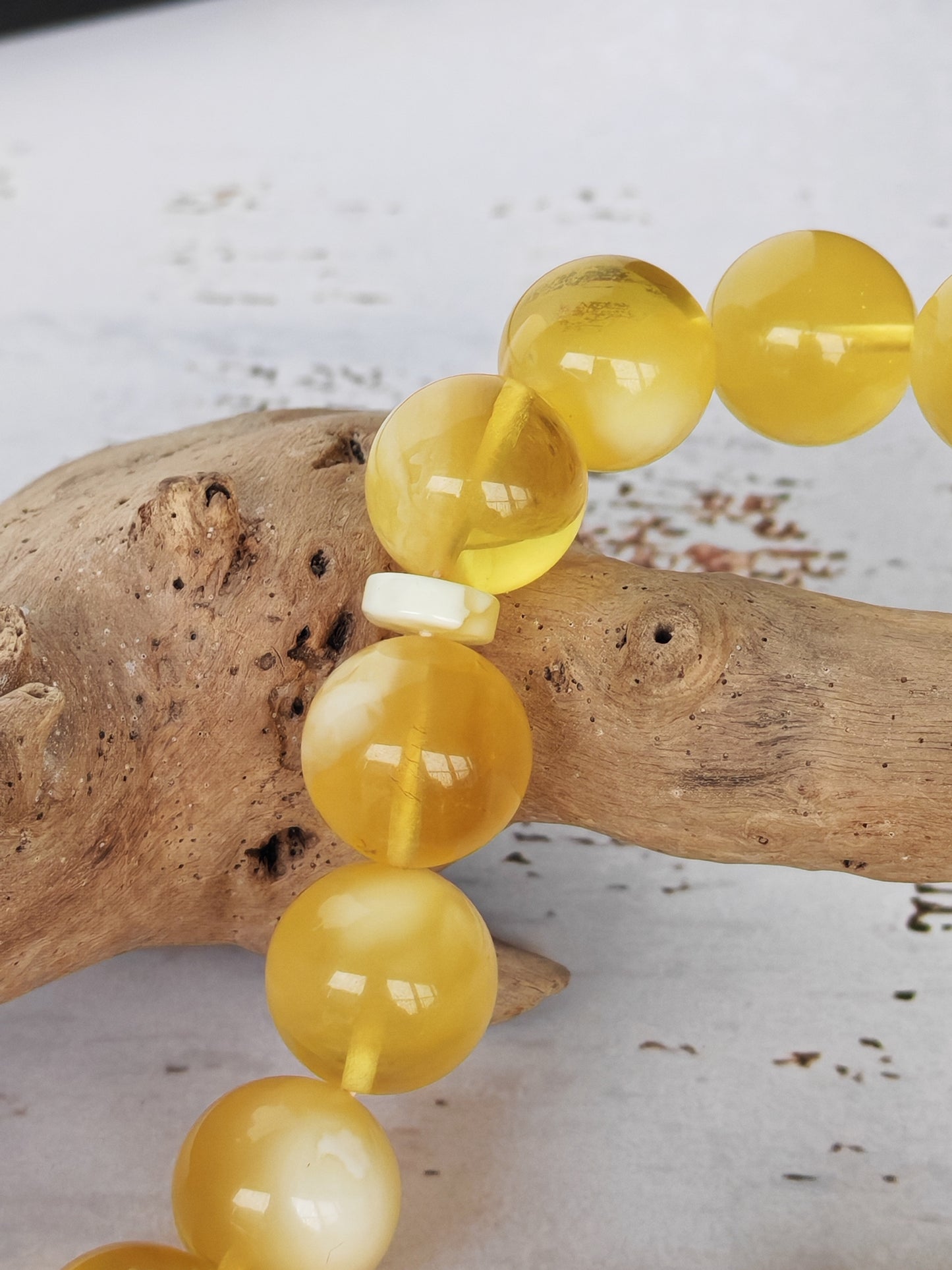 Cloudy Half-Half Baltic Amber Tasbih | 66 Round Beads | 12.5mm