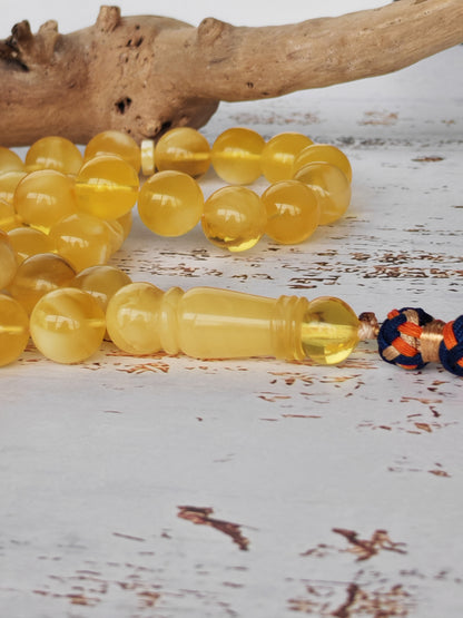 Cloudy Half-Half Baltic Amber Tasbih | 66 Round Beads | 12.5mm