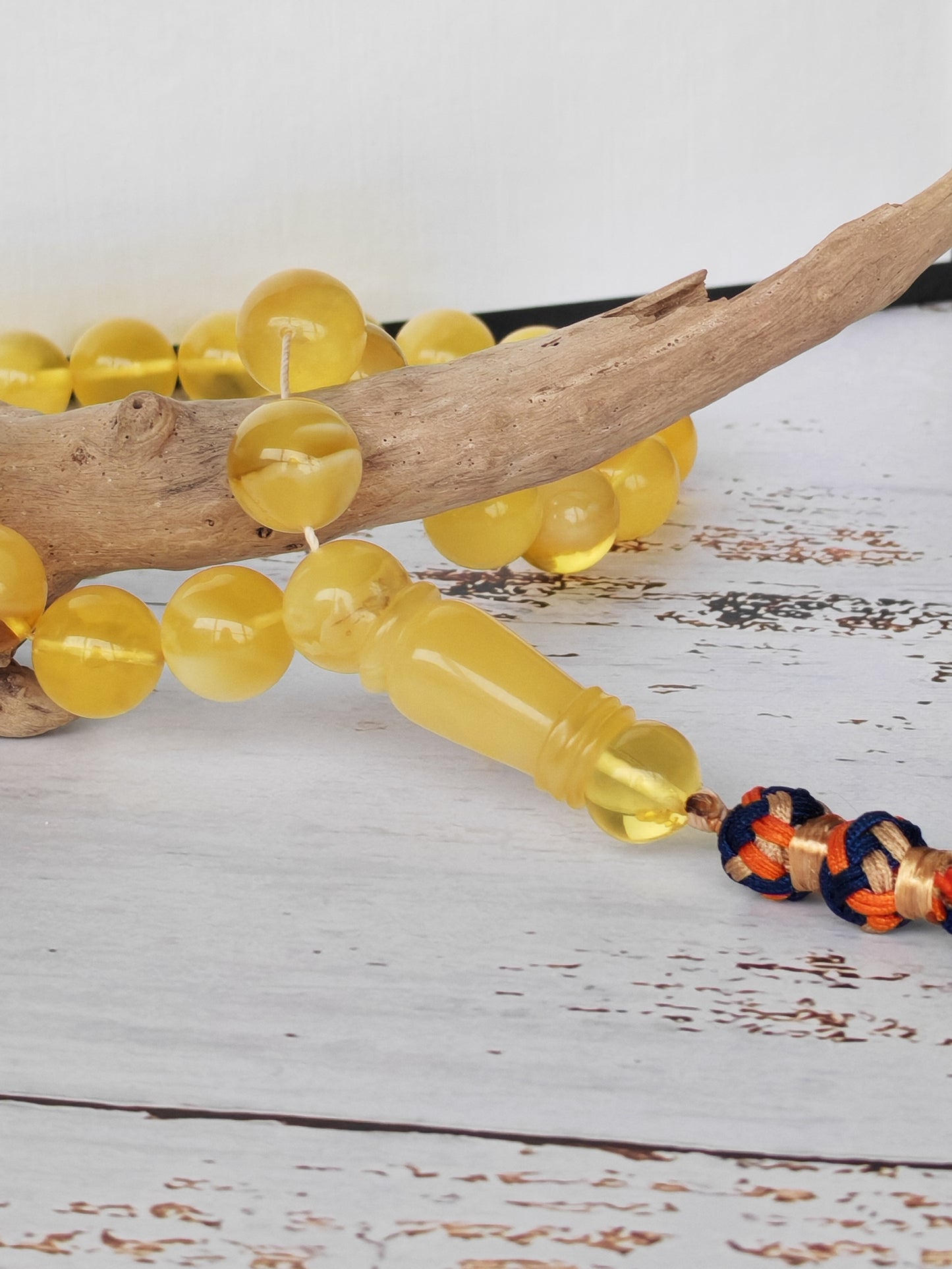 Cloudy Half-Half Baltic Amber Tasbih | 66 Round Beads | 12.5mm