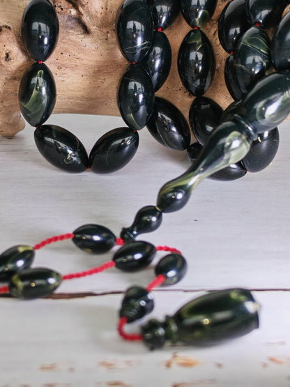 Frog Green Canadian Bakelite Tasbih | 45 Olive Beads | 19.3g
