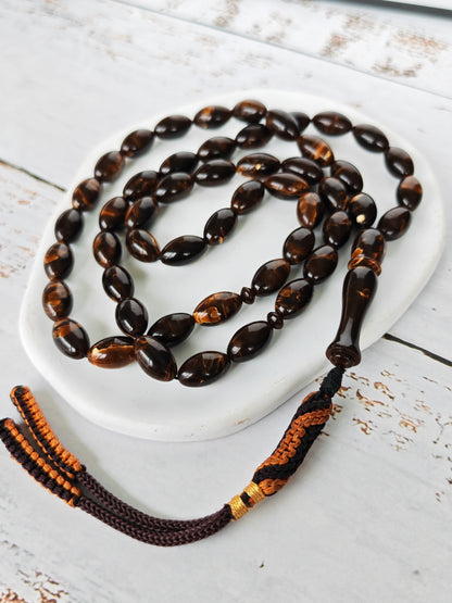 Galaxy Brown Bakelite Tasbih | 51 Olive Beads | Checkers Origin | 30.8g