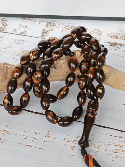 Galaxy Brown Bakelite Tasbih | 51 Olive Beads | Checkers Origin | 30.8g