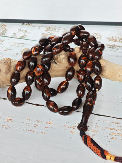 Galaxy Brown Bakelite Tasbih | 51 Olive Beads | Checkers Origin | 30.8g