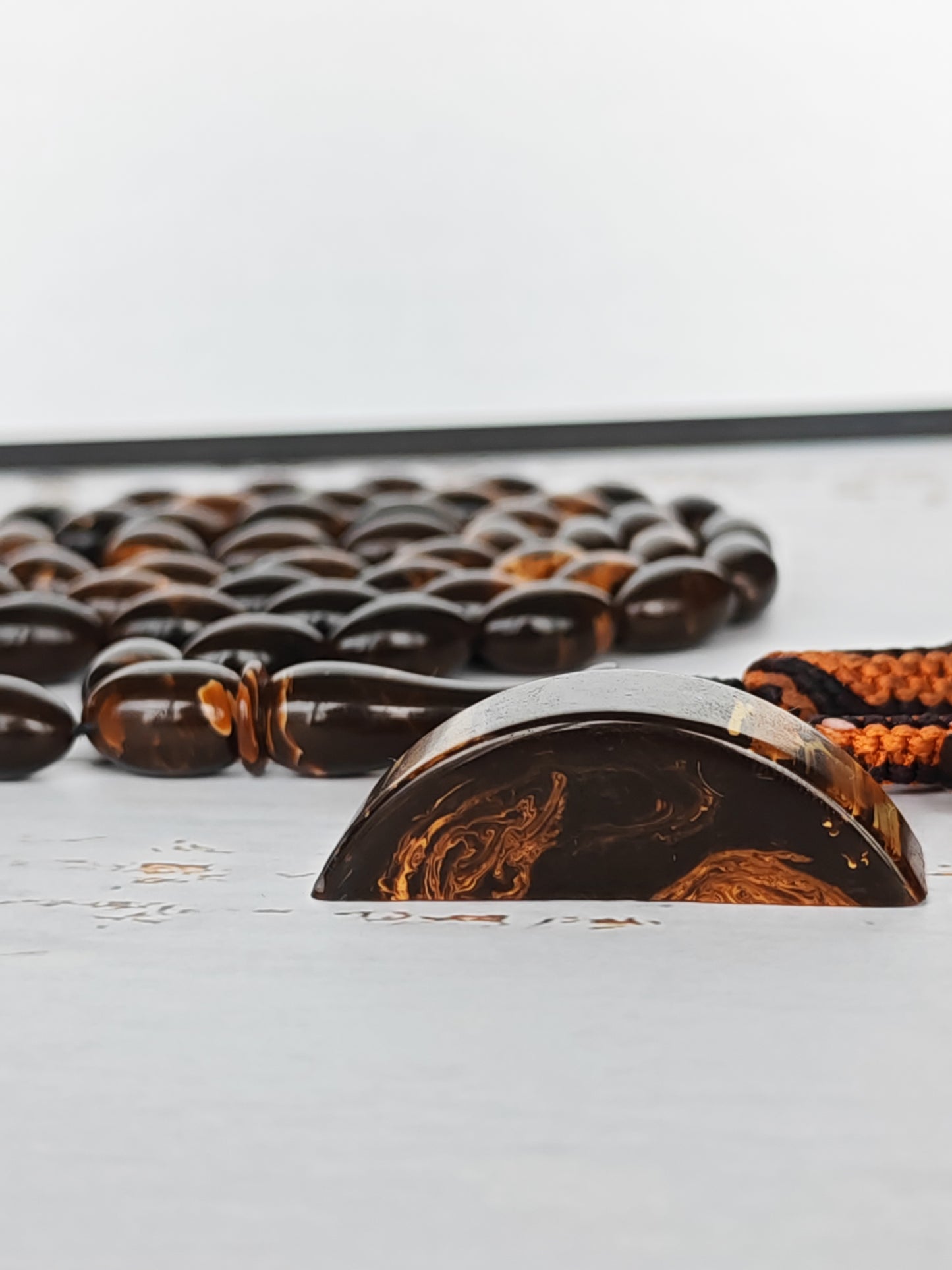Galaxy Brown Bakelite Tasbih | 51 Olive Beads | Checkers Origin | 30.8g