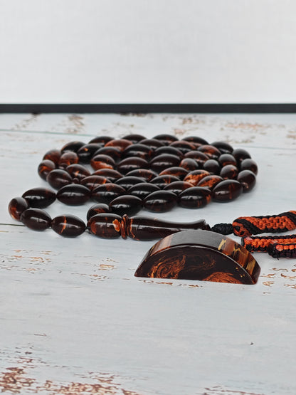 Galaxy Brown Bakelite Tasbih | 51 Olive Beads | Checkers Origin | 30.8g