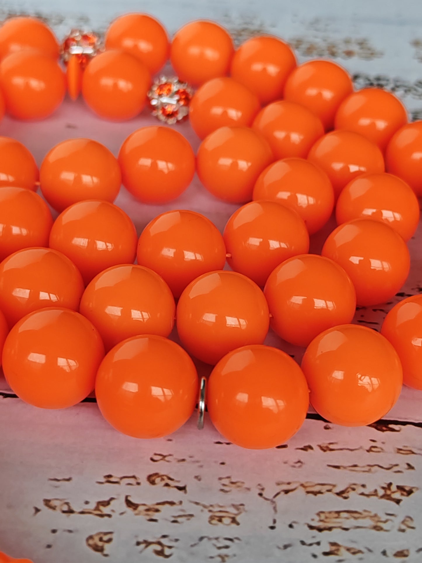 Neon Orange American Bakelite Tasbih | 51 Round Beads | 15.2mm Jumbo | Bowling Ball Origin | 139.3g
