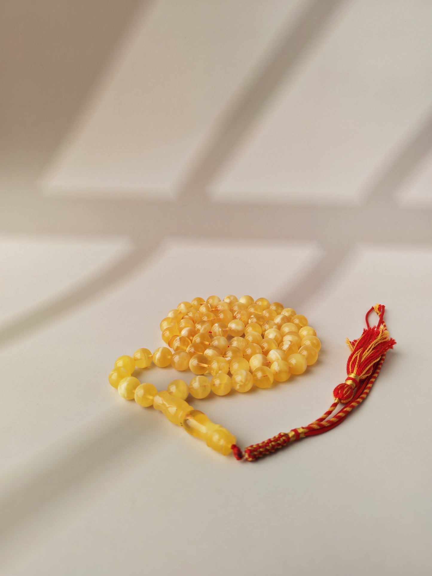 Cloudy Half-Half Baltic Amber Misbah | 66 Beads | Natural Inclusions | Unique Imami