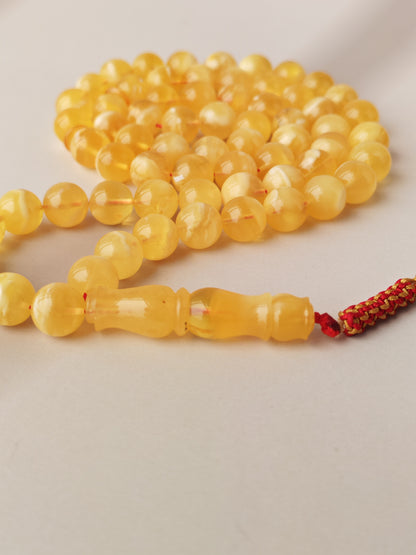 Cloudy Half-Half Baltic Amber Misbah | 66 Beads | Natural Inclusions | Unique Imami
