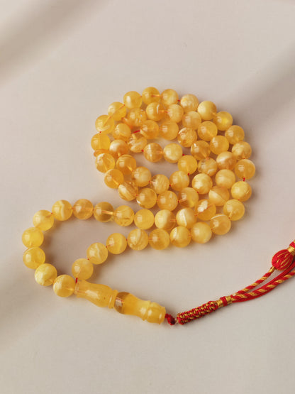 Cloudy Half-Half Baltic Amber Misbah | 66 Beads | Natural Inclusions | Unique Imami