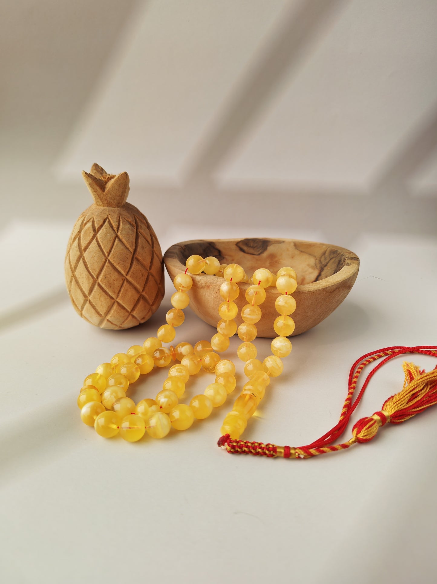 Cloudy Half-Half Baltic Amber Misbah | 66 Beads | Natural Inclusions | Unique Imami