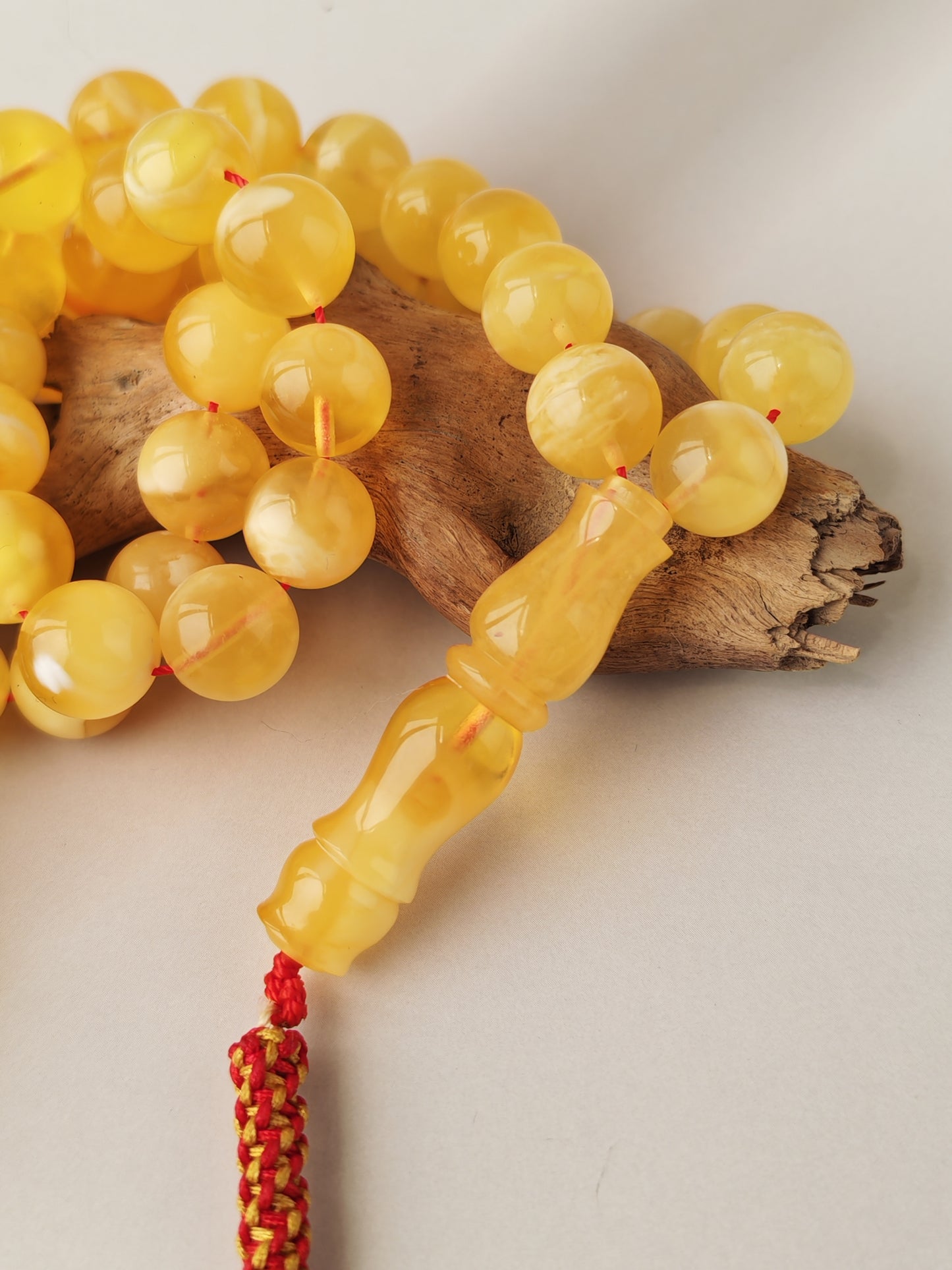 Cloudy Half-Half Baltic Amber Misbah | 66 Beads | Natural Inclusions | Unique Imami
