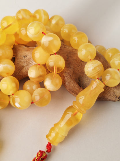 Cloudy Half-Half Baltic Amber Misbah | 66 Beads | Natural Inclusions | Unique Imami