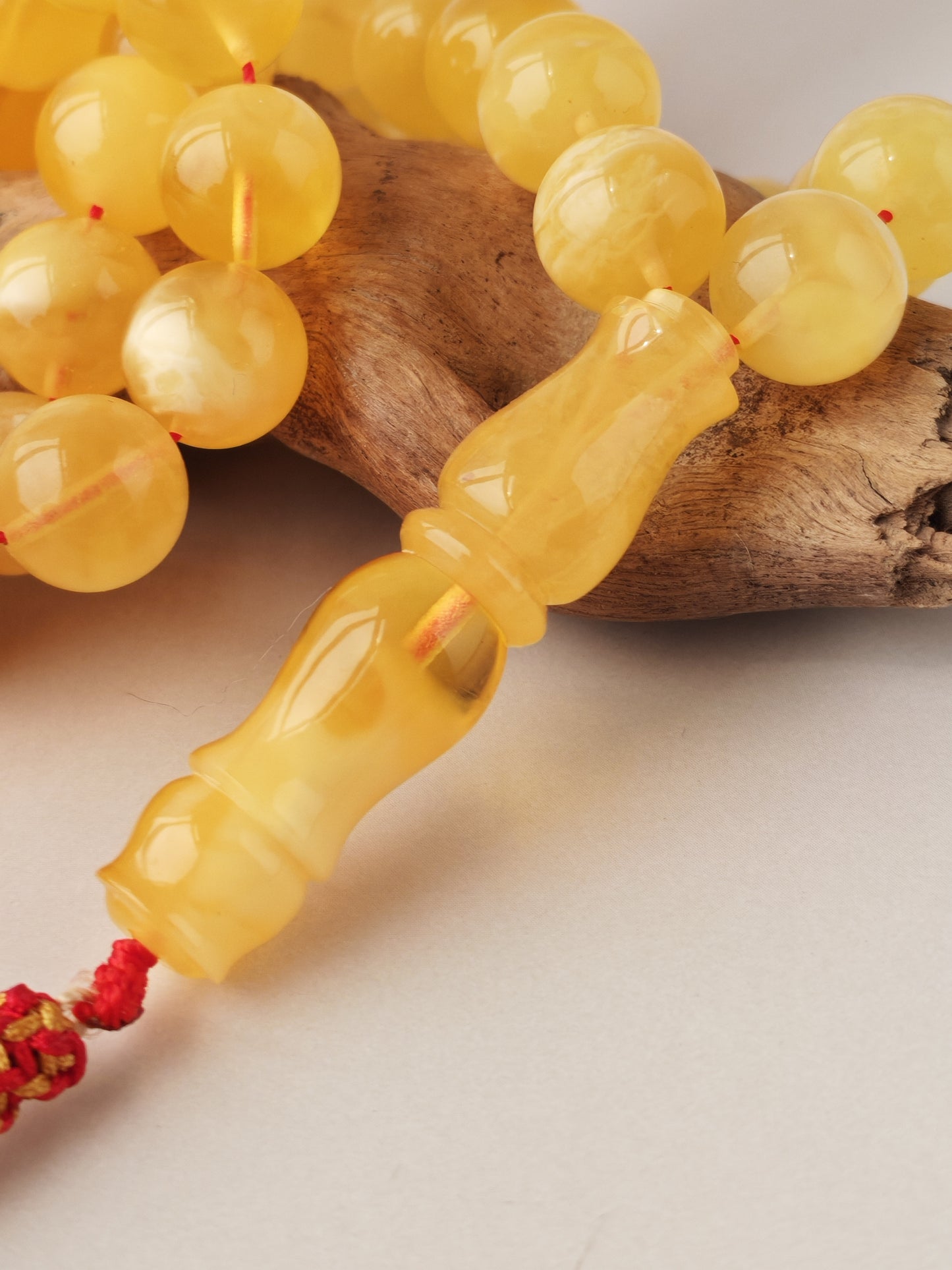 Cloudy Half-Half Baltic Amber Misbah | 66 Beads | Natural Inclusions | Unique Imami