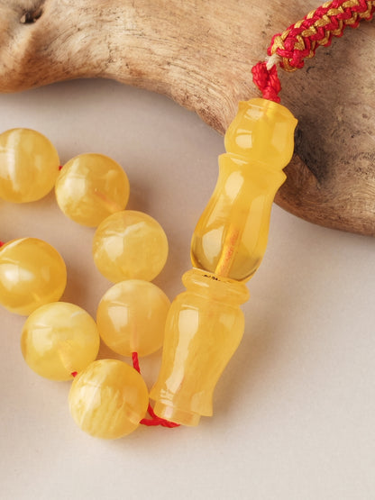 Cloudy Half-Half Baltic Amber Misbah | 66 Beads | Natural Inclusions | Unique Imami
