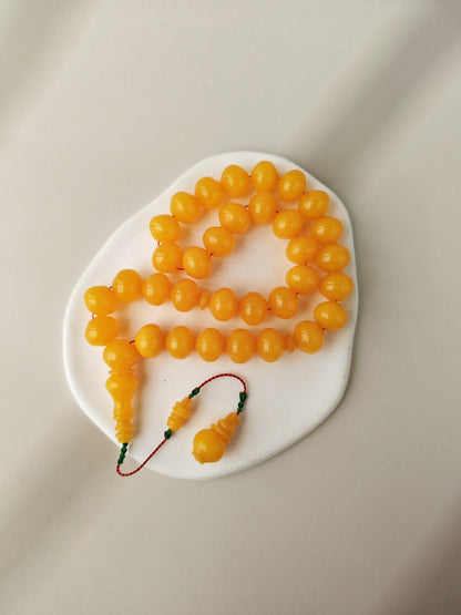 Lemon German Bakelite Misbah with Nemesh | 33 Istanbul Shape Beads | 46.5g