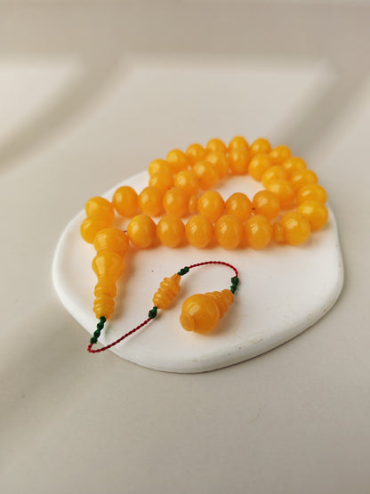 Lemon German Bakelite Misbah with Nemesh | 33 Istanbul Shape Beads | 46.5g