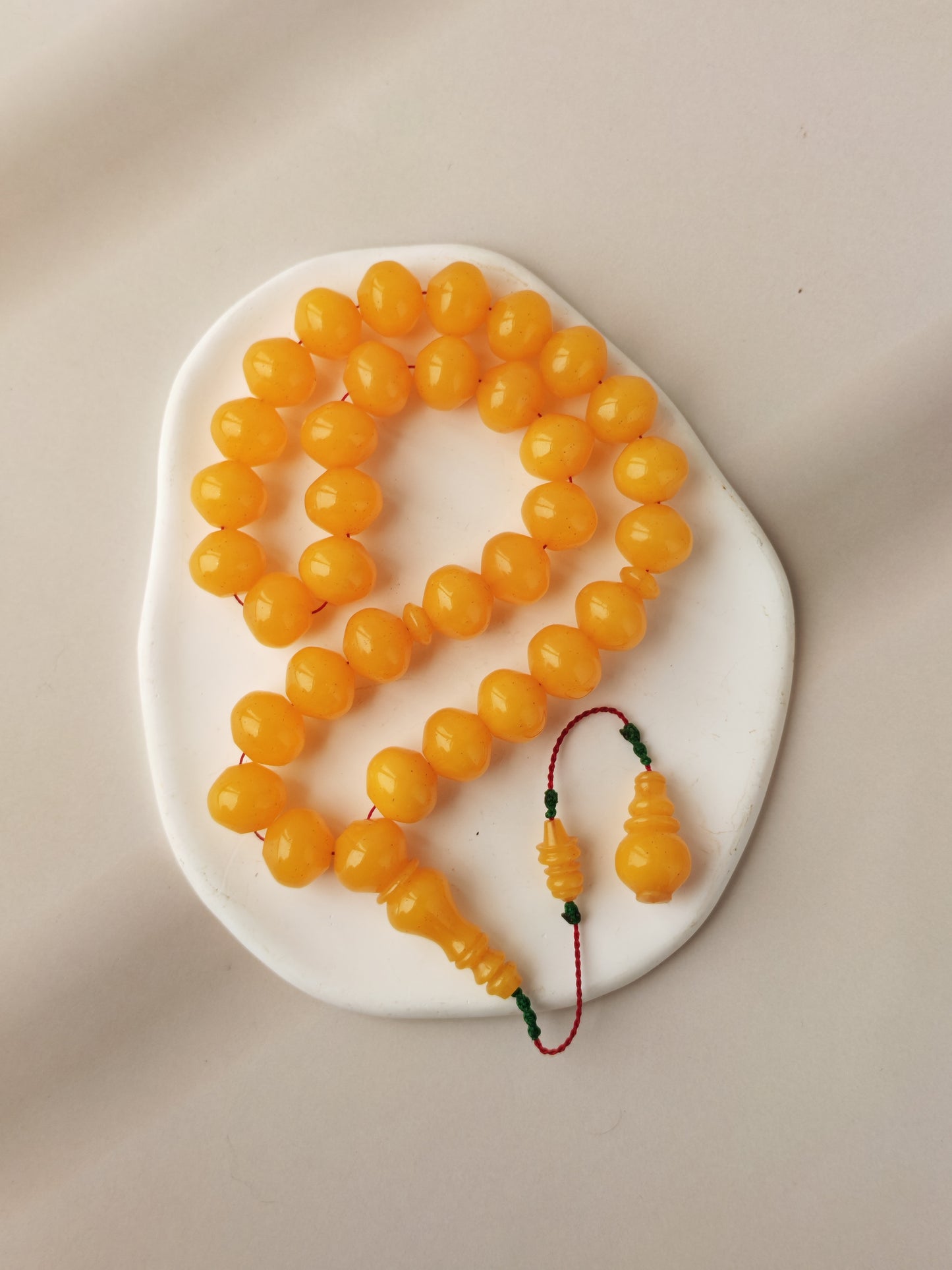 Lemon German Bakelite Misbah with Nemesh | 33 Istanbul Shape Beads | 46.5g