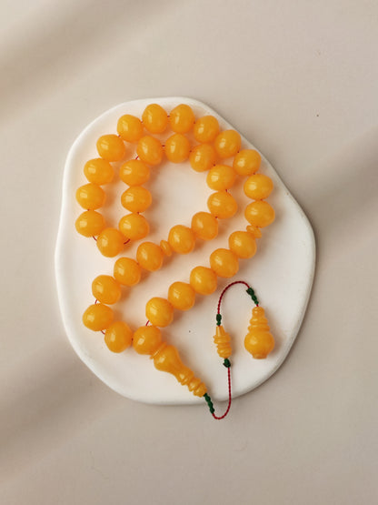 Lemon German Bakelite Misbah with Nemesh | 33 Istanbul Shape Beads | 46.5g