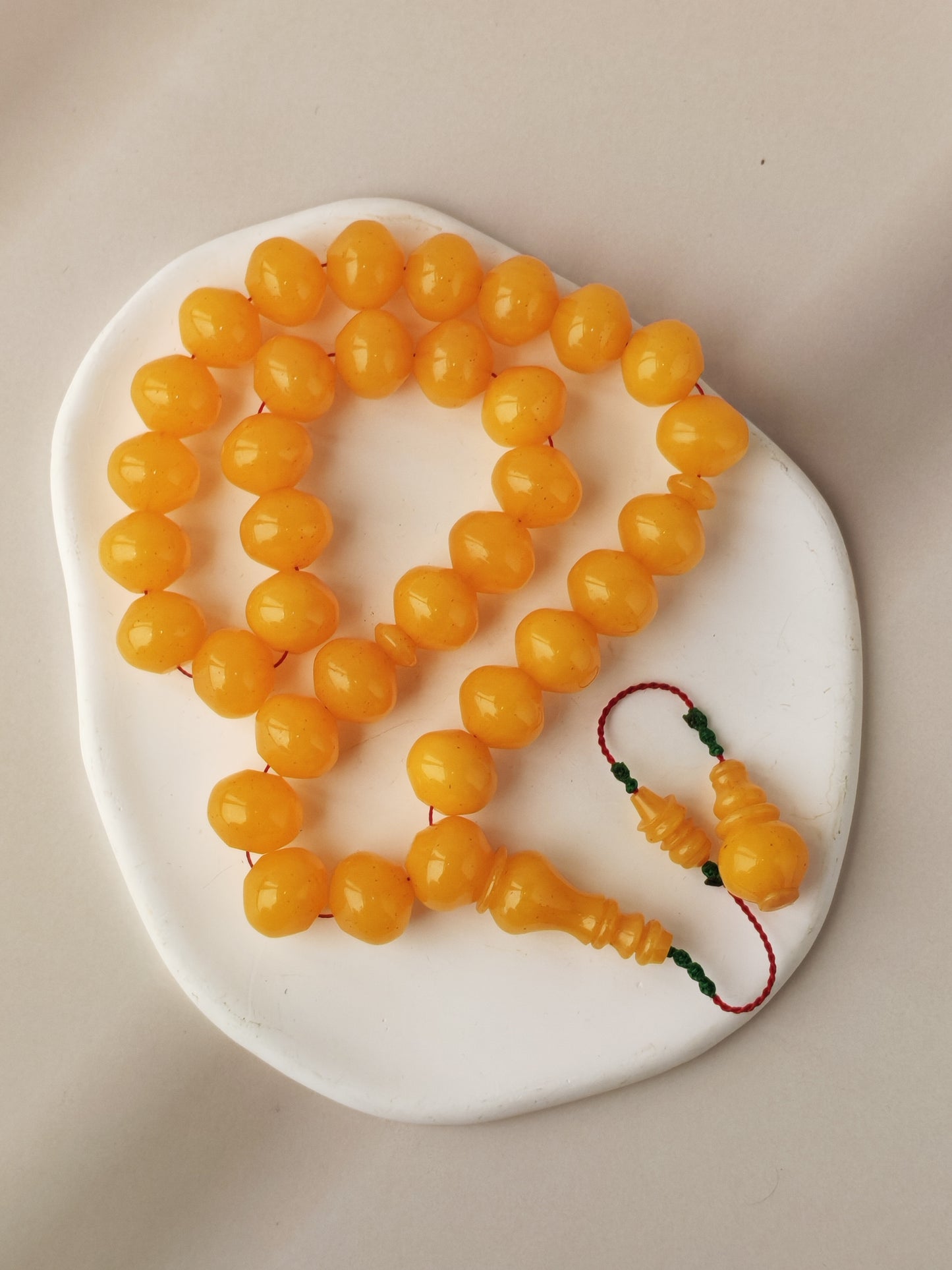 Lemon German Bakelite Misbah with Nemesh | 33 Istanbul Shape Beads | 46.5g